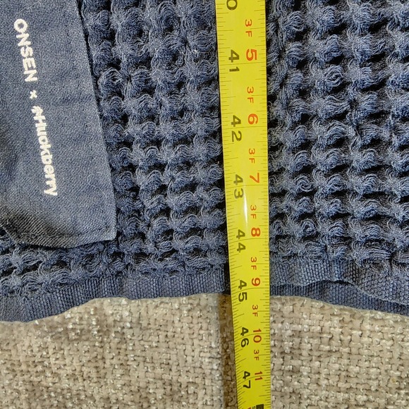 Onsen Waffle Knit 100% Supima Cotton Hooded Robe Unisex M Navy Blue - Picture 6 of 14